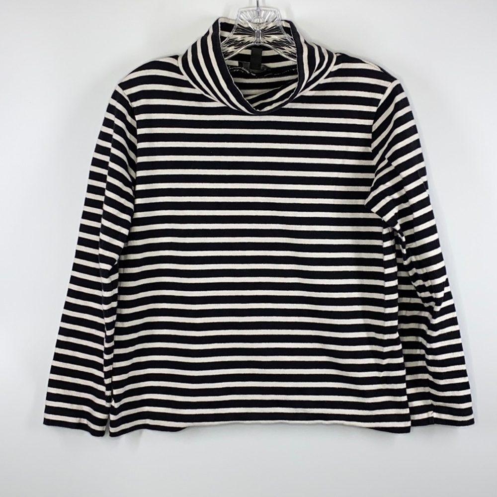 J Crew Black and White Sailor Funnel Neck Shirt XXS